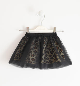 Gonna in tulle e jersey animalier  ECRU'-NERO-6RB7