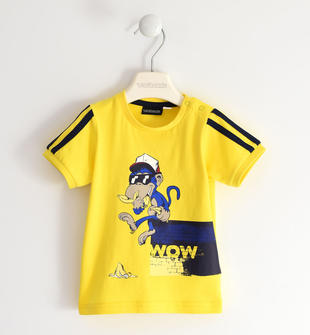 T-shirt bambino 100% cotone con scimmia  GIALLO-1444