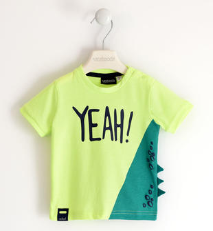T-shirt bambino con simpatica cresta  VERDE FLUO-5813