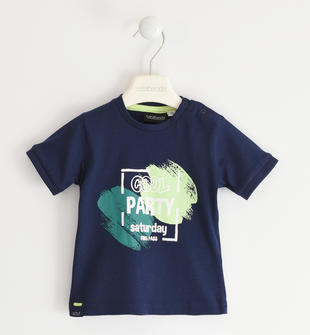 T-shirt  bambino 100% cotone con dettagli fluo 
