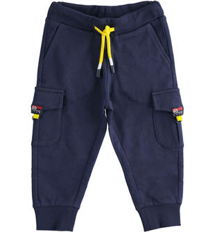 Pantalone in felpa 100% cotone modello cargo per bambino  NAVY-3854