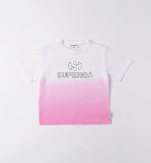 T-shirt bambina 100% cotone Superga superga BIANCO-ROSA-8002