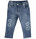 Pantalone per bambina in denim con cuori e strass sarabanda STONE WASHED-7450