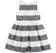 Elegante vestitino rigato con lavorazione floreale black and white sarabanda NERO-0658_back