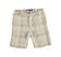 Pantalone corto per bambino a quadri misto cotone e lino sarabanda DARK BEIGE-0475