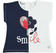 T-shirt bambina in cotone stretch con mezzo cuore e fiore sarabanda			NAVY-3854