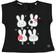 T-shirt smanicata in cotone stretch con conigliette e dettagli laminati sarabanda			NERO-0658