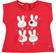 T-shirt smanicata in cotone stretch con conigliette e dettagli laminati sarabanda			ROSSO-2256
