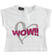 T-shirt con ricamo "Wow!!" di paillettes reversibili sarabandapromo			BIANCO-0113