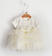 Elegante abito per neonata in raso sposa con ampia gonna in tulle minibanda PANNA-0112