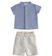 Completino neonato camicia 100% cotone e pantalone 100% lino minibanda AVION-3552