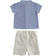 Completino neonato camicia 100% cotone e pantalone 100% lino minibanda AVION-3552 back