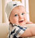 Cappello neonata color panna in cotone con fiore ricamato minibanda PANNA-0112