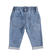 Pantalone neonato misto cotone stretch effetto denim con patch minibanda BLU CHIARO LAVATO-7310 back