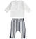Completo neonato 100% cotone con maglietta a manica lunga con finte bretelle a contrasto minibanda BIANCO-0113 back