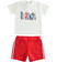 Completino estivo due pezzi neonato in cotone stretch con shorts in felpa unita minibanda			ROSSO-2256