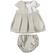 Abitino neonata in tela di lino con coulotte copri pannolino minibanda BEIGE-0436