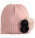 Cappello cuffia per bambina in morbido filato effetto bouclé e pompon ido			ROSA-2513