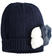 Cappello cuffia per bambina in morbido filato effetto bouclé e pompon ido			NAVY-3854