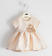 Raffinato ed elegante abito neonata in raso con fiori ido AVORIO-ORO-8168