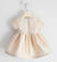 Raffinato ed elegante abito neonata in raso con fiori ido AVORIO-ORO-8168 back