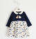 Delizioso abito neonata a manica lunga in felpa invernale di cotone ido NAVY-3854