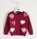 Morbido tricot per bambina con cuori intarsiati a contrasto ido			BORDEAUX-2654