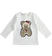 Maglietta girocollo bambina a manica lunga in cotone stretch con orsetto ido PANNA-0112