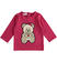 Maglietta girocollo bambina a manica lunga in cotone stretch con orsetto ido			BORDEAUX-2654