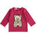 Maglietta girocollo bambina a manica lunga in cotone stretch con orsetto ido			BORDEAUX-2654