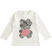 Maglietta girocollo con orsacchiotto e cuore glitter ido PANNA-0112