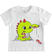 T-shirt 100% cotone con simpatica stampa ido BIANCO-VERDE ACIDO-8121