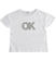 T-shirt 100% cotono con scritta "OK" di paillettes reversibili ido BIANCO-0113