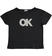 T-shirt 100% cotono con scritta "OK" di paillettes reversibili ido NERO-0658