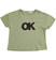 T-shirt 100% cotono con scritta "OK" di paillettes reversibili ido VERDE SALVIA-5454