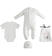 Grazioso kit unisex per bambini con tutina intera, cappellino modello cuffia, body e comodo sacchetto ido PANNA-0112 back