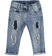 Pantalone in denim stretch con toppe foderate in tulle e paillettes ido STONE WASHED-7450