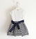Abito bambina in satin con fiore di tulle ido BIANCO-NAVY-6RZ2 back