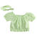 Camicia per bambina rigata con fascia per capelli ido GREEN-5221