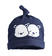 Cappello neonato con nodo e dolci applicazioni ido NAVY-3854