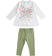Completo due pezzi bambina in cotone con t-shirt manica lunga ido BIANCO-VERDE-8036