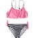 Bikini in lycra stretch con top con balza laserata effetto pizzo ido ROSA-NERO-8328