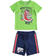 Comodo completo due pezzi bambino 100% cotone con t-shirt grafica effetto fumetto ido			VERDE-BLU-8014