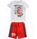 Comodo completo due pezzi bambino 100% cotone con t-shirt grafica effetto fumetto ido BIANCO-ROSSO-8025