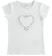 Comoda t-shirt bambina a manica corta in cotone con cuore con strass ido BIANCO-0113
