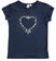 Comoda t-shirt bambina a manica corta in cotone con cuore con strass ido NAVY-3854