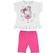 Completo bambina con t-shirt smanicata in cotone e leggings ido BIANCO-FUXIA-8043