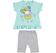 Completo bambina con t-shirt smanicata in cotone e leggings ido VERDE ACQUA-GRIGIO-8404