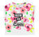 T-shirt stampa floreale con scritte laminate e strass ido BIANCO-0113