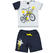 Completo t-shirt con bicicletta e pantalone corto 100% cotone ido BIANCO-BLU-8020